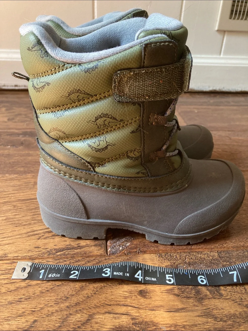 Carter's Olive Green Dino Kids Snow Boots